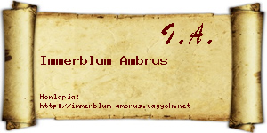 Immerblum Ambrus névjegykártya